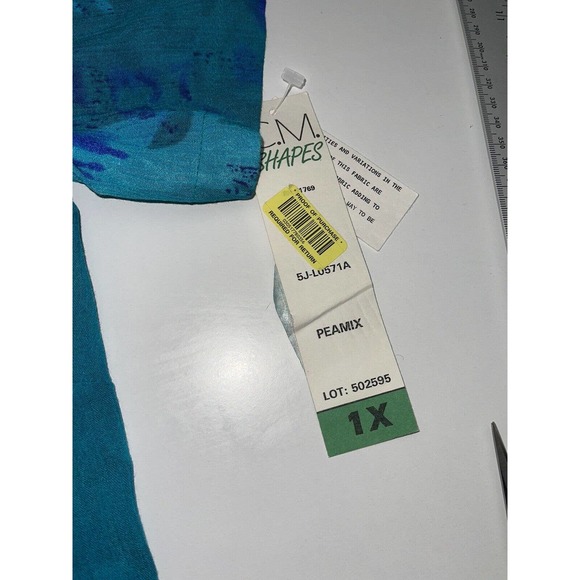 CM Shapes Shirt Tunic Plus size 1x Teal & Purple Rayon NWT Embroidery - Picture 7 of 10
